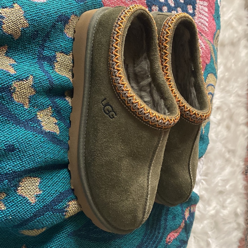 UGG Olive Green Slippers with Orange Trim